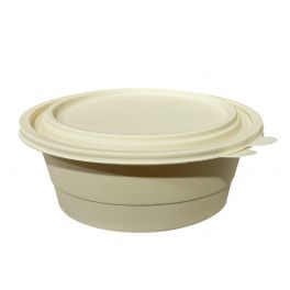 Biodegradable Classy Bowl w Lid  -600ml - size  D 155mm x H 60mm