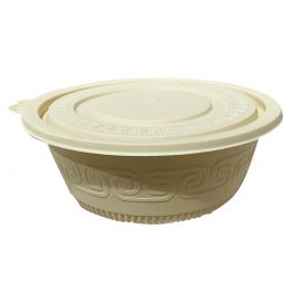 Biodegradable Classy Bowl w Lid  ( 900ml ) - size D 180mm x H 68mm 
