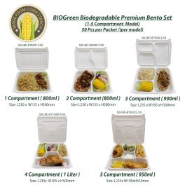 BIOGreen Biodegradable Premium Bento Set - type 1 compartment / 800ml